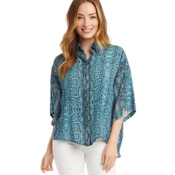 Karen Kane Relaxed Shirt Snake Skin Top - Picture 1 of 7